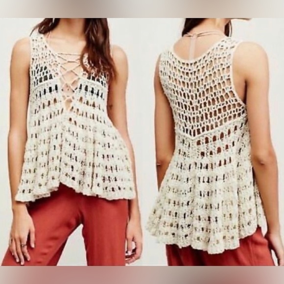 Free People Tops - Free People Circles Within Circles Crochet Tank Top Size XS